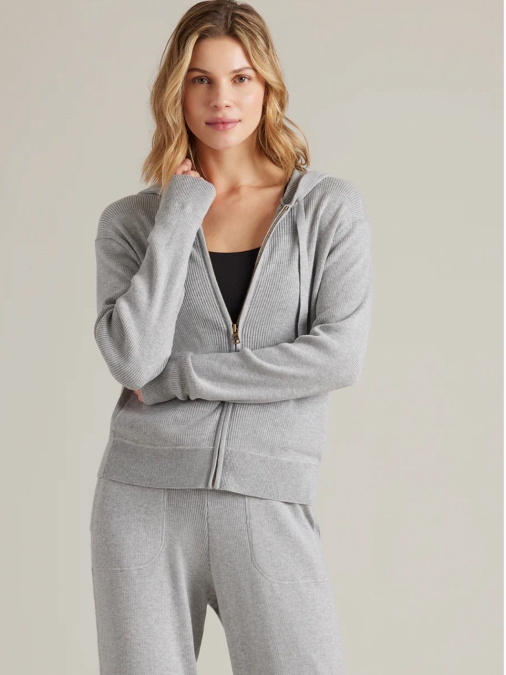 RHONE Light Gray Zip-Front Daybreak Sweater Hoodie size M